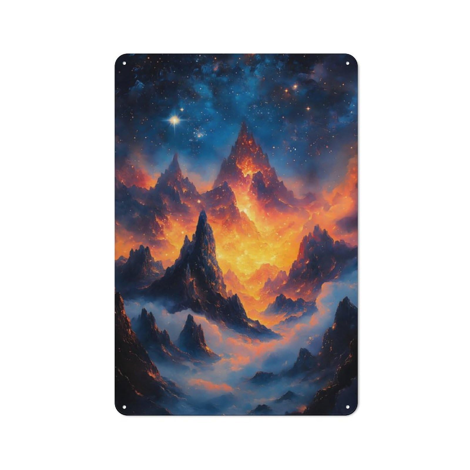Junmoney Misty Magical Mountains Retro Metal Plaque 30X20cm For Bar Or Restaurant, Suited To Restaurant Interior Fans