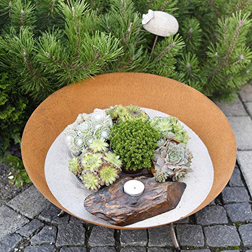 Köhko Feuerschale & Dekoschale Braga ø 45xH 20 cm aus Gußeisen mit Rost-Optik mit 3 Füße für Grillabend Gartefeuer Camping Dekoration für Garten Hof Terrasse und Zuhause