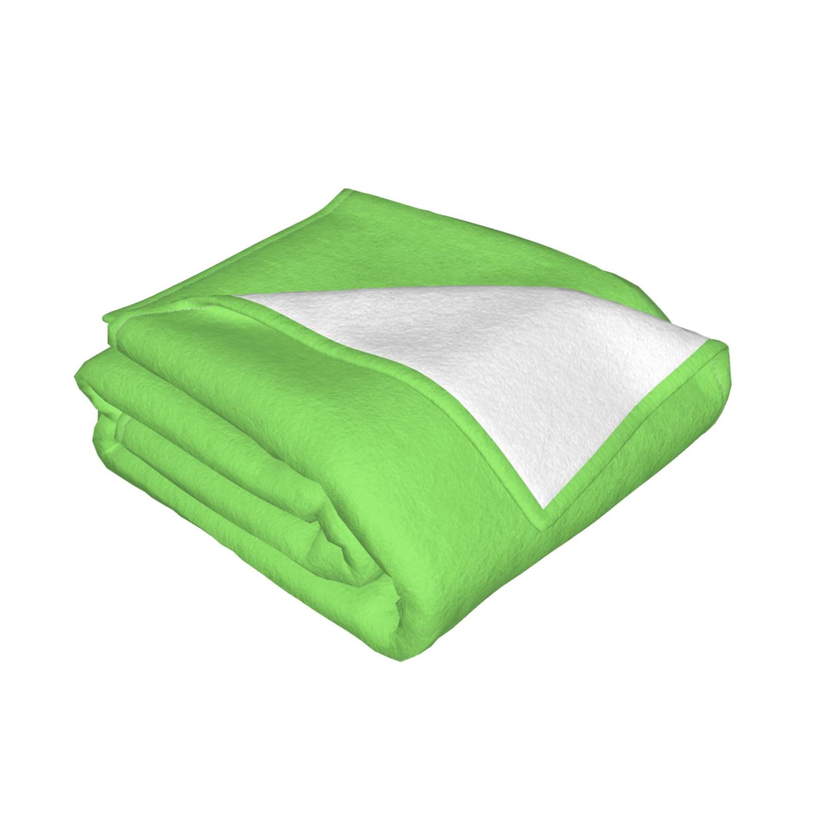 Manta de viaje portátil de 80 x 60 pulgadas, suave, resistente a las arrugas, plegable, color sólido, estampado verde claro
