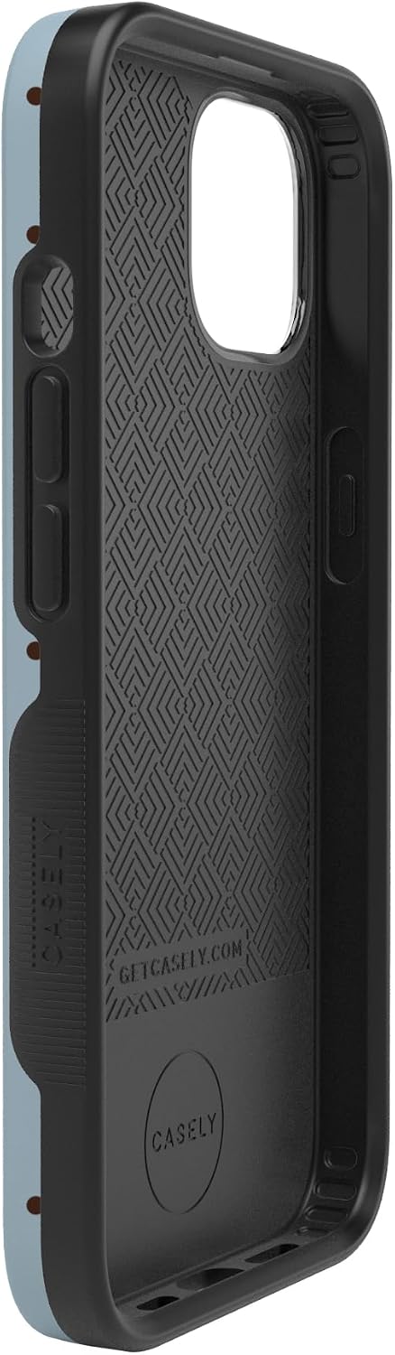 Casely iPhone 13 Mini Case | On the Dot | Blue & Brown Polka Dot | Bold Protective Design | Compatible with MagSafe