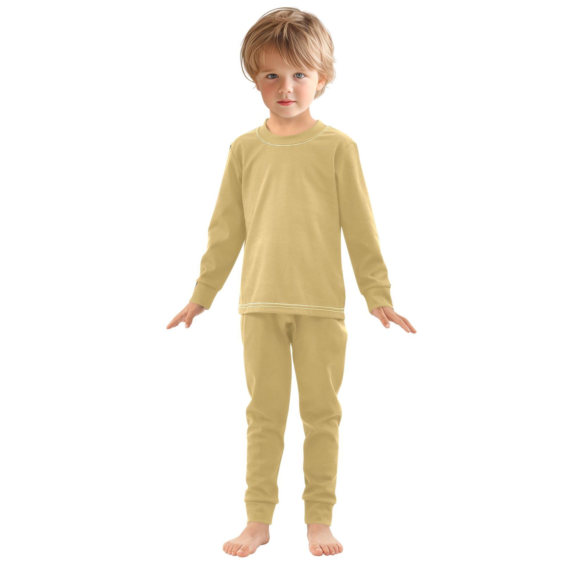 Brown Long Sleeve Pajamas Set Sleepwear Jammies 2pcs Set Pjs Brown