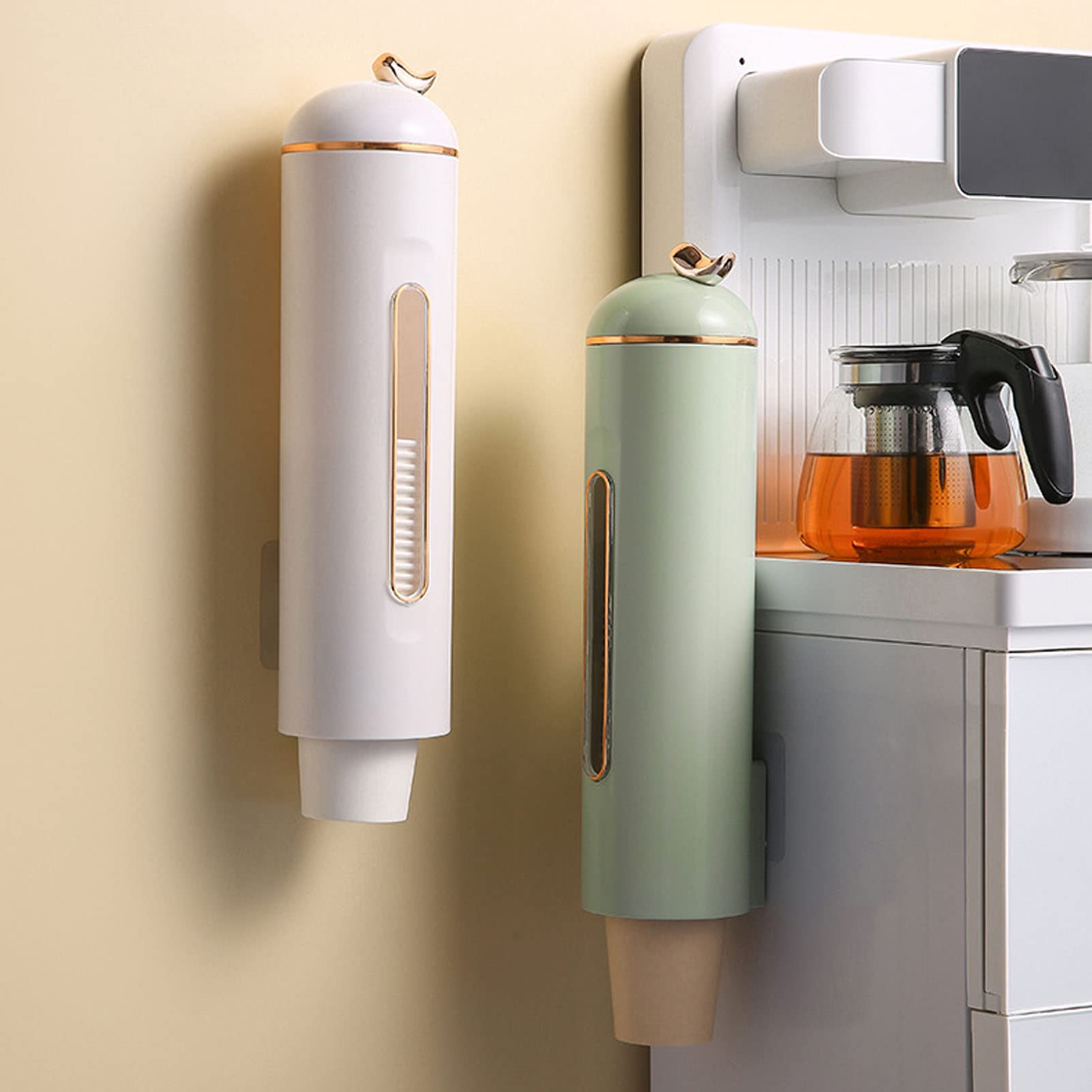 Becherspender, an der Wand Montierter Wasserbecherhalter-Spender mit Transparentem Fenster, Einweg-Pappbecher, Plastikbecherspender für das Heimbüro, Krankenhaus, Fitnessstudio (Grün)