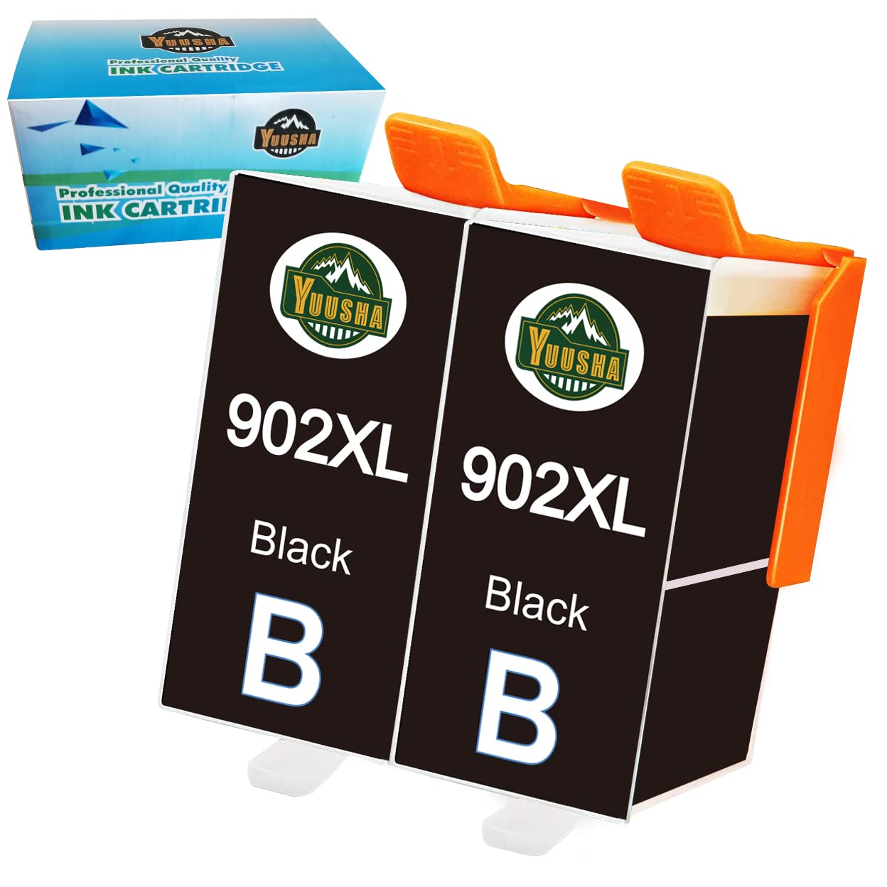 YUUSHA Compatible Ink Cartridge Replacement for HP 902XL 902 XL Ink Cartridge to use with Officejet Pro 6978 6968 6974 6975 6960 Officejet 6951 6954 6956 6958 Printers (2Black