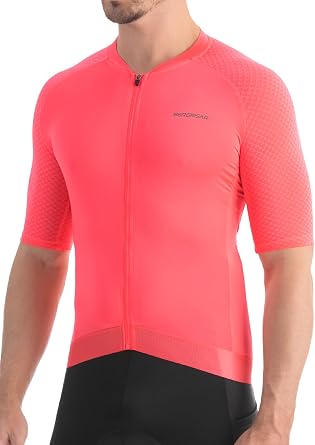 BERGRISAR Men's Cycling Jersey Tops Short Sleeve Ultra-Light Road Bike Jersey with 3+1 Pockets