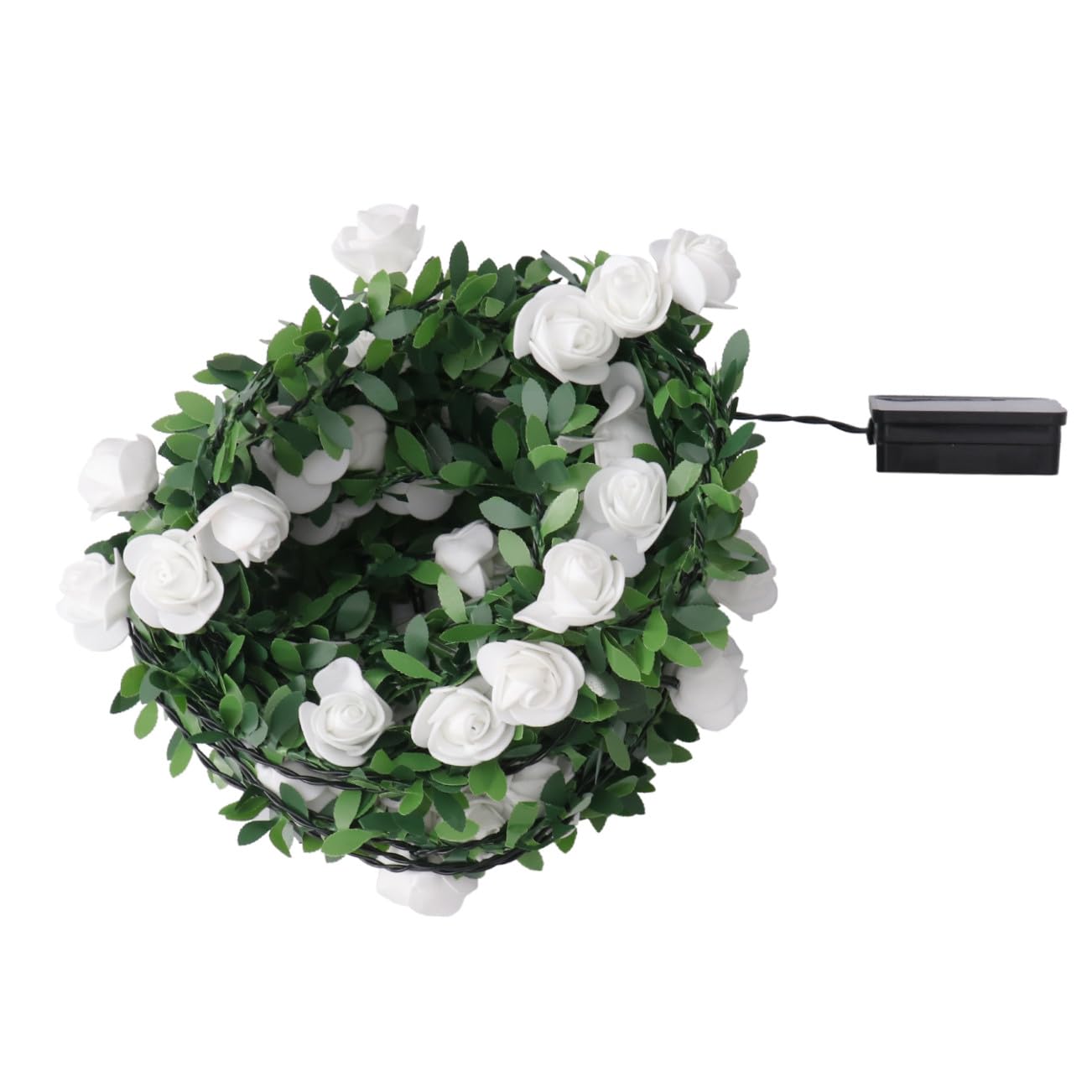 YARNOW Guirnalda de Luces LED Solar para Exteriores 50 Luces Cálidas, Cadena de Vid Verde Rosa Artificial de 7,5 M, Lámpara de Energía Solar para Jardín, Fiesta y Decoración Navideña