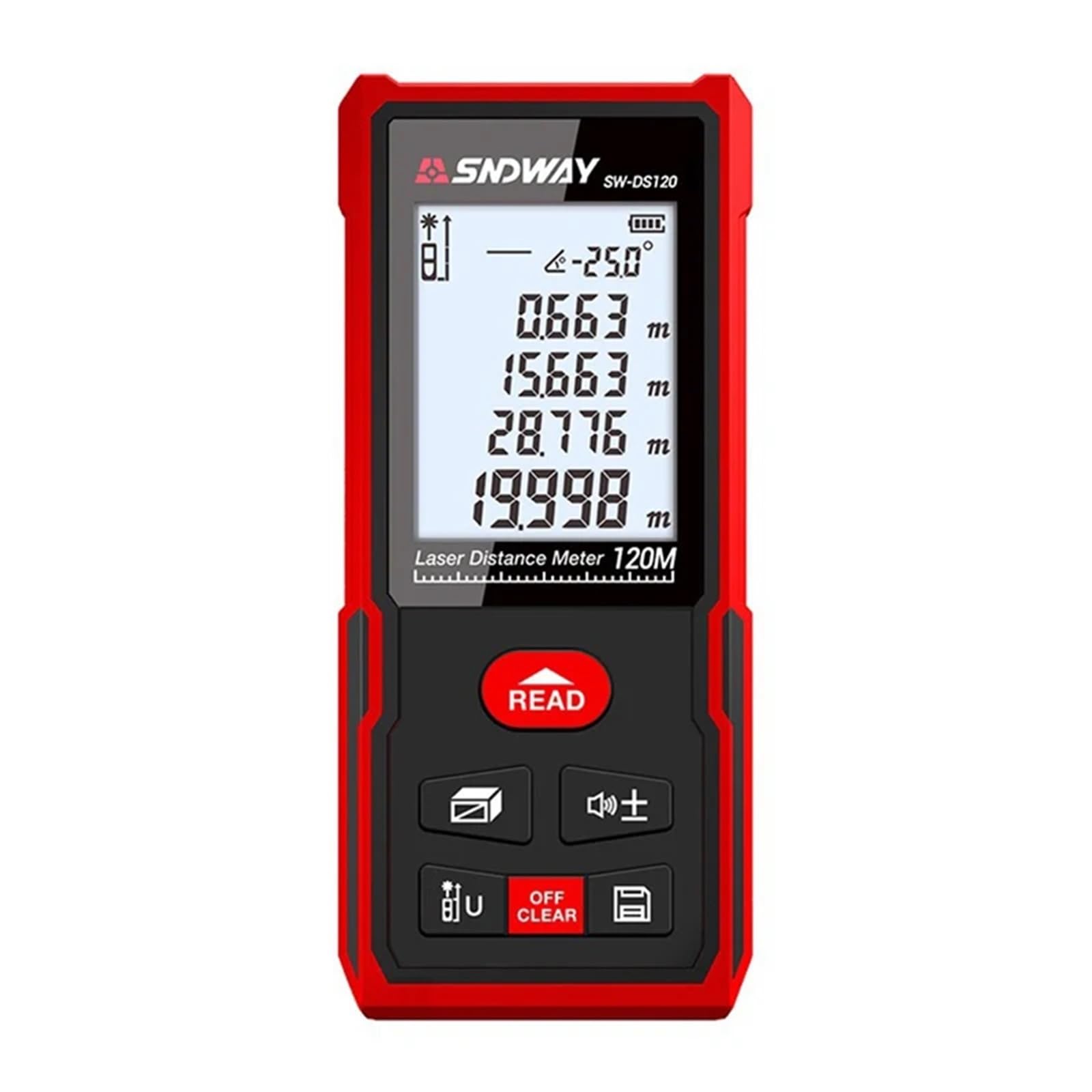 Medidor de distancia láser 50/70/100/120m rango Digital nivel electrónico con Sensor de ángulo cinta láser Trena Mini telémetro(SW-DS50 50m)