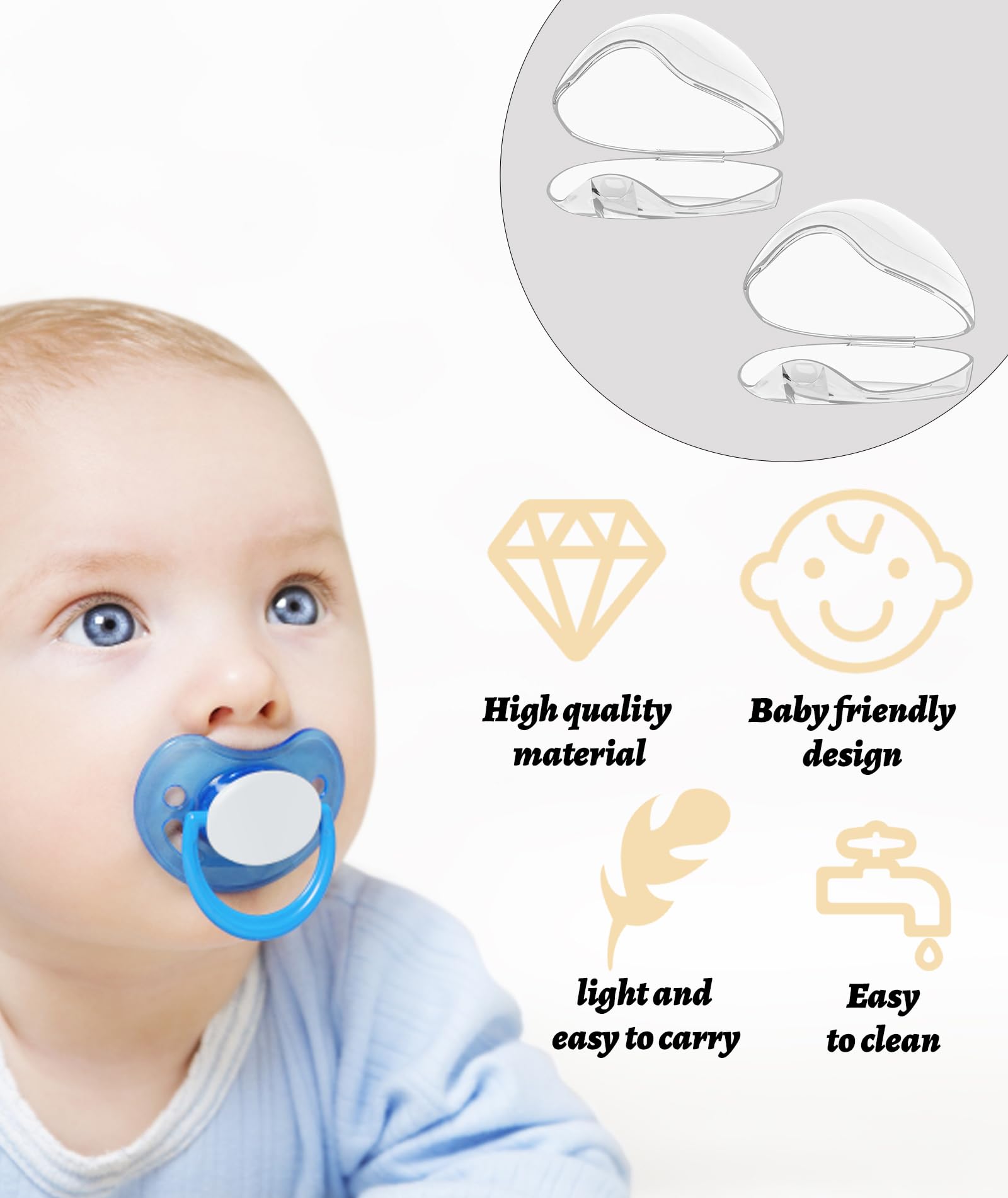 IN-IMAGINE 4 Pcs Pacifier Case, Protection Box, Dummy Case Multi-Purpose Storage for Essentials Compact Organizer, Storage Box for Pacifiers, Suitable for Newborns and Mothers 1