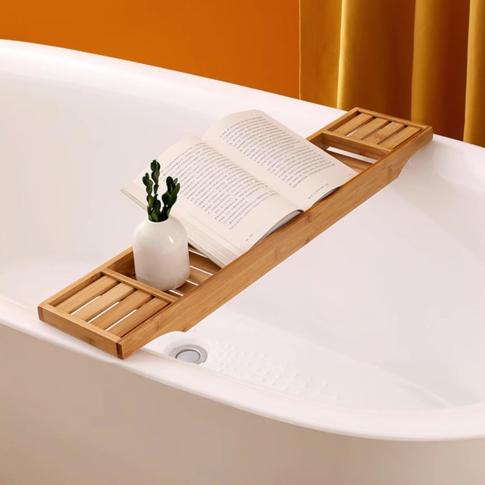 Bandeja de baño para bañera, organizador multifuncional para accesorios, libros, tabletas, teléfonos y champú, diseño simple, perfecto para uso doméstico