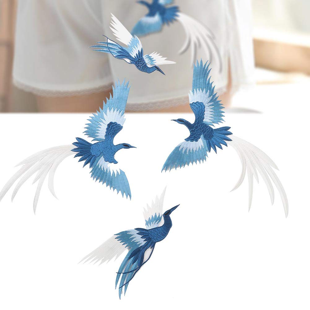 Lot De 4 Patches Tissu Phœnix Bird – Bleu – Neufs – Pour Vêtements