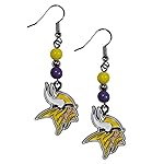 NFL Siskiyou Sports Womens Minnesota Vikings Fan Bead Dangle Earrings One Size Team Color,black