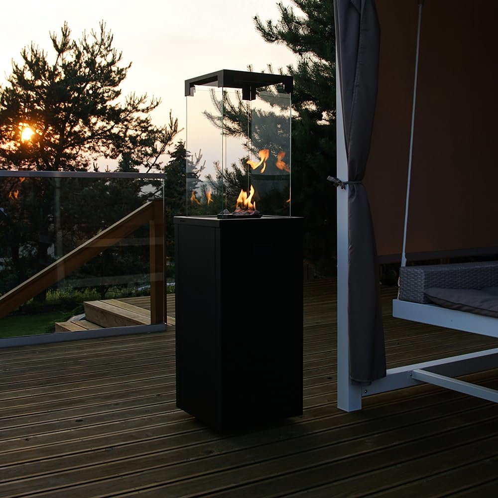 KRATKI Patio Light – grzejnik tarasowy na gaz 8,2 kW – zestaw z reduktorem – grzejnik na taras – grzejnik do ogrodu – kominek ogrodowy – dekoracja tarasu na zewnątrz