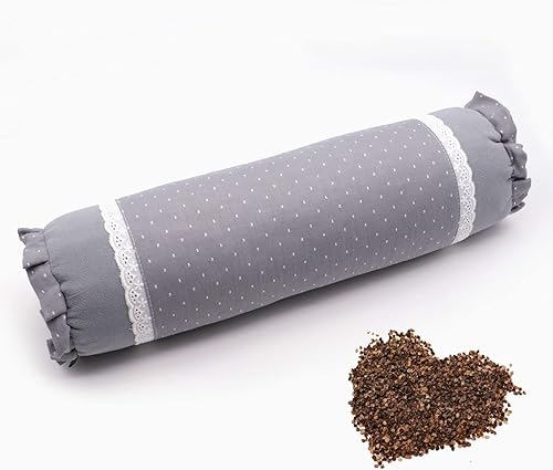 Miniatura 10 de Edomi Almohada cervical de cuello redondo de trigo sarraceno, soporte cervical para personas que duermen de lado y espalda con funda extraíble