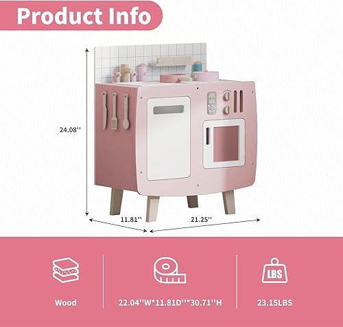 Miniatura 6 de Juego de cocina para niños pequeños, juego de cocina para niños pequeños, mini juego de cocina de madera para niños y niñas, regalo de cocina de