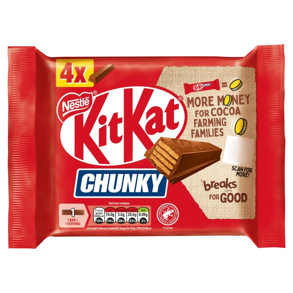 KitKat F1 Chunky Milk Chocolate Bar 4 Pack Multipack 160g, 4 x 40g