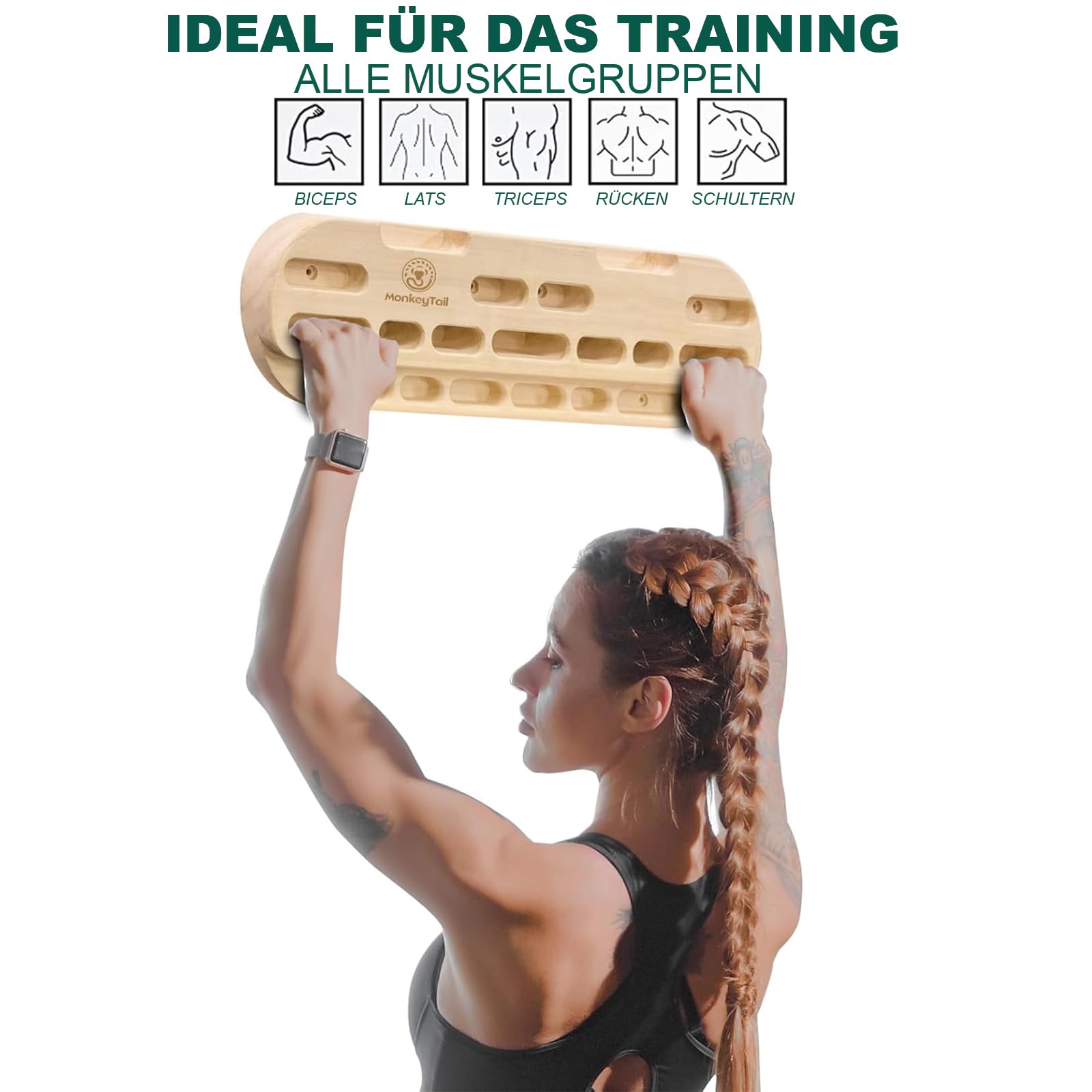 MonkeyTail Climbing Board, Hangboard für Fingertraining, Grip Hangboard, Bouldering Equipment für alle Klettertrainer