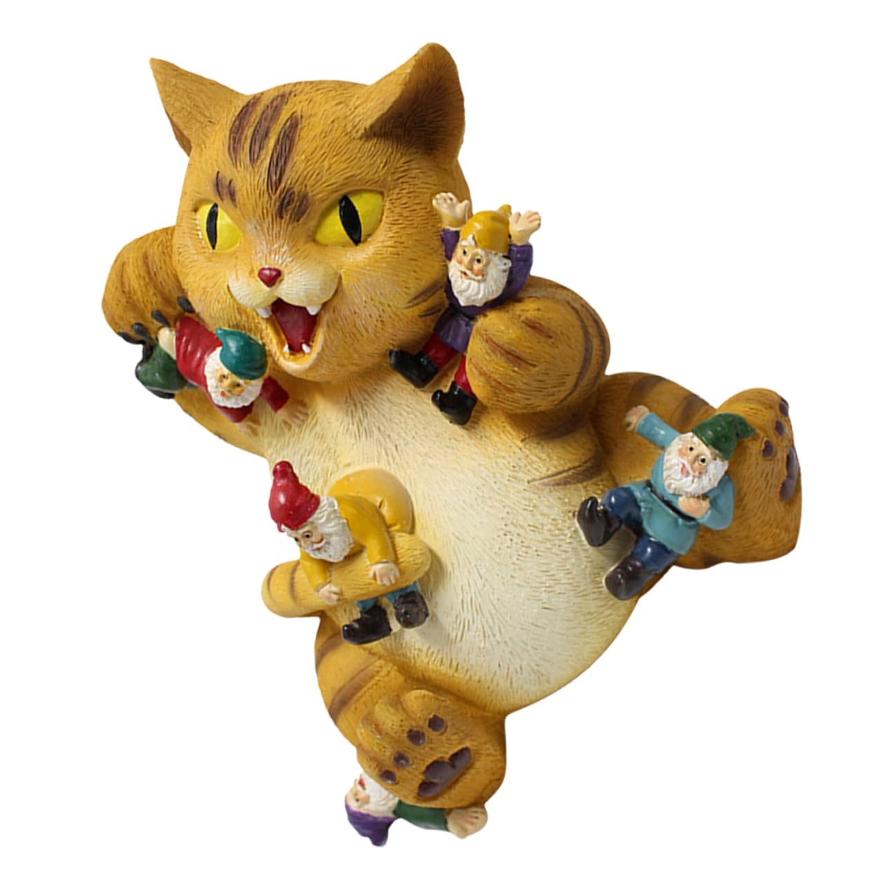 Muiltvoe Miniature Cat Figurine Eating Gnome Statue Resin Craft Cat Decor For Garden Yard Tiny Cat Statue Ornament