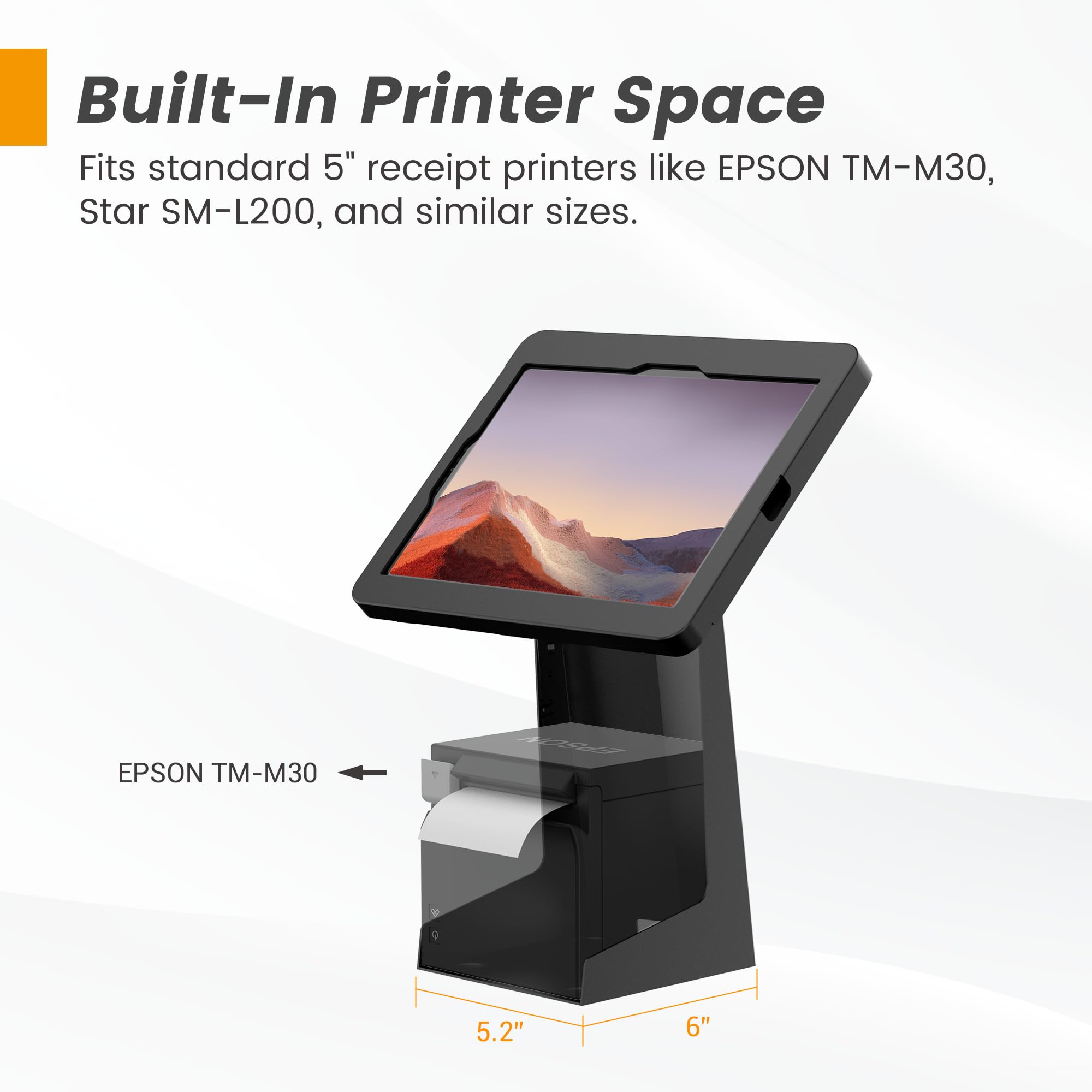 Supporto per tablet POS con spazio stampante BSP101BA