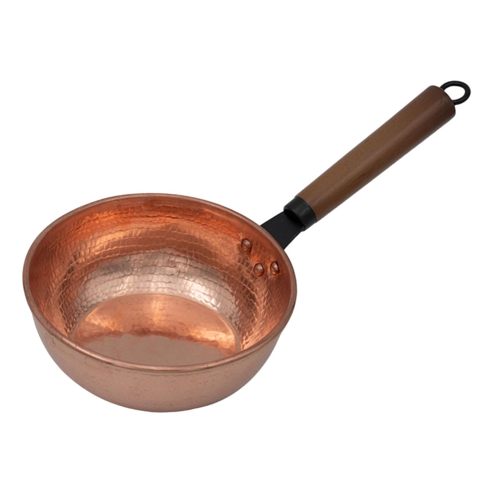 Kupfertopf, Milchtopf, Bratpfanne, Kupferspule – vielseitiges Küchenutensil zum Braten von Rührei oder Anbraten von Gemüse, Kleiner, Flacher Boden