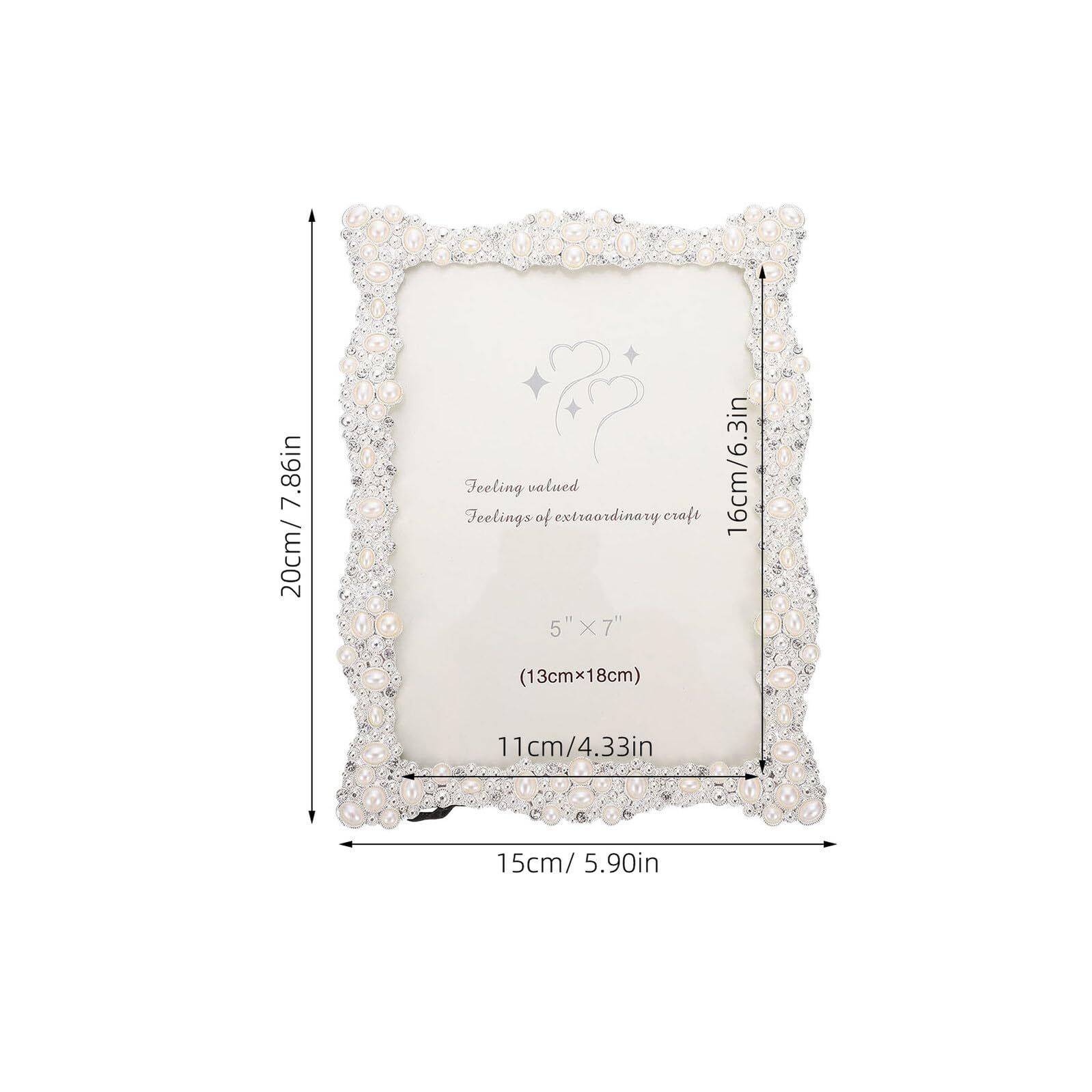 BESPORTBLE Marco de Fotos Hogar 8X6 Pulgadas Cristales Decorativos y Perlas, Soporte de Mesa para Recuerdos y Fotos Familiares