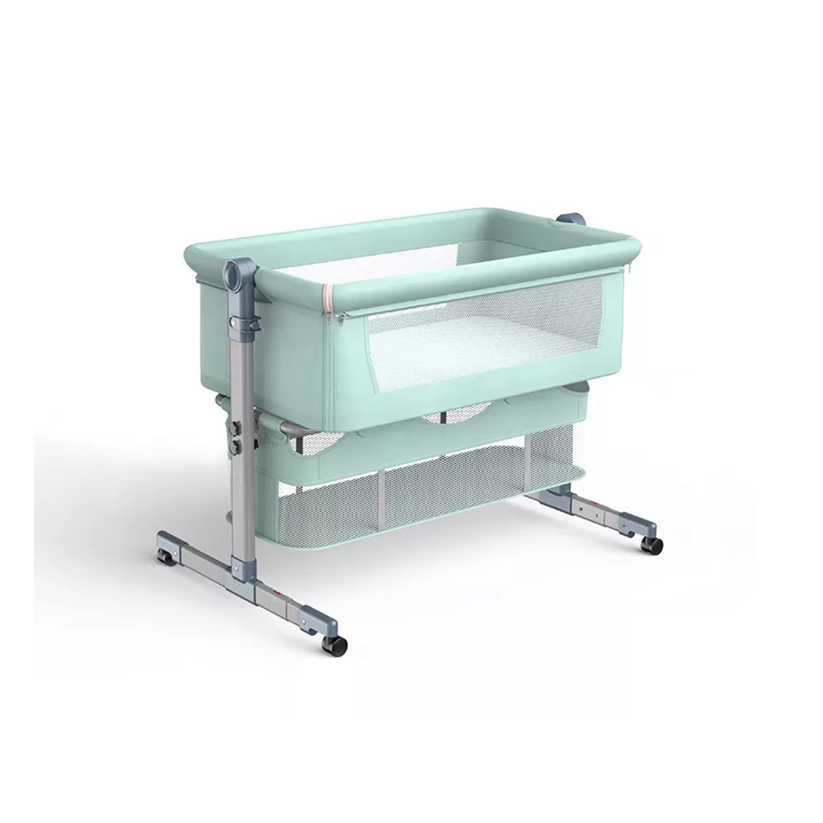 NP Baby Bedside Sleeper Breathable Attached Mesh Side Toddler Bassinet Attach to Bed Easy Folding Portable Crib Height Adjustable & Convertible Bassinet Baby Rocker