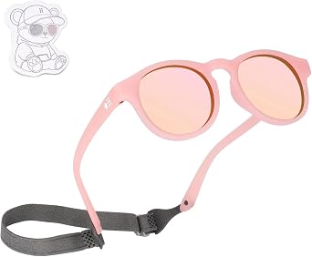 HECCEI Baby Sunglasses with Strap - UV Protection Pebble Sunglasses, Polarized, Bendable, For Newborns 0-24 Months