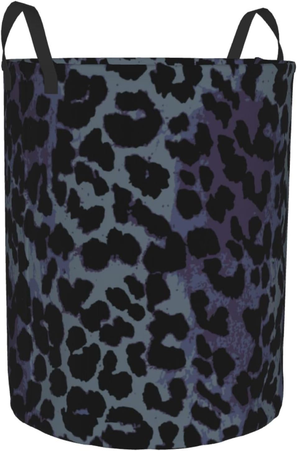 Black Grey Leopard Round Laundry Hamper Storage Basket Toys Clothes Organizer Bin For Home Bathroom Bedroom Dorm Nursery, 62l