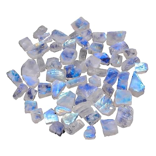 50 cts, 4-6pcs, Natural Rainbow Moonstone Rough Gemstone, Raw Crystals, Moonstone Rock, Jewelry Making Supplies, Chakra Healing Crafts & DIY Stone