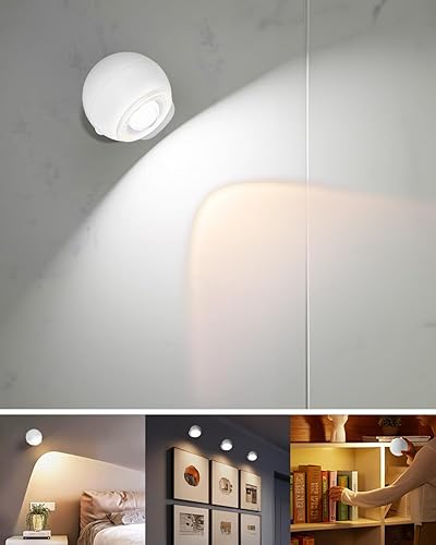 Aplique de pared funciona con pilas, lámpara de pared inalámbrica con sensor de movimiento con control remoto, luz de pared magnética portátil