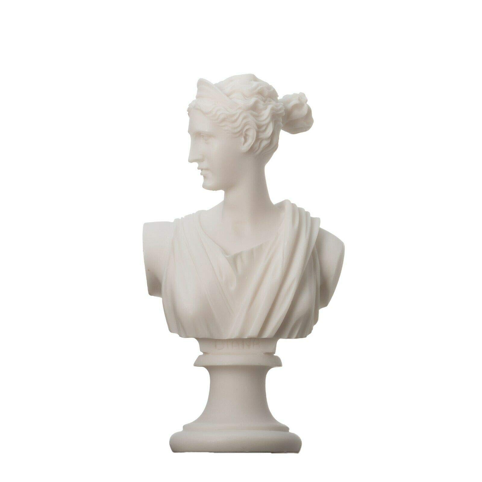 Beautifulgreekstatues Artemis Diana Bust Greek Statue Nature Moon Goddess Alabaster 5.5 Inches