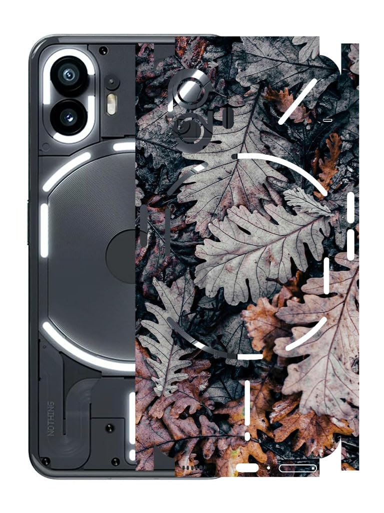 AtOdds - Compatible for Nothing Phone 2 - Mobile Back Skin Sticker - Lamination - Film Wrap (Coverage - Back+Camera+Sides) (Design - Dry Leaves)