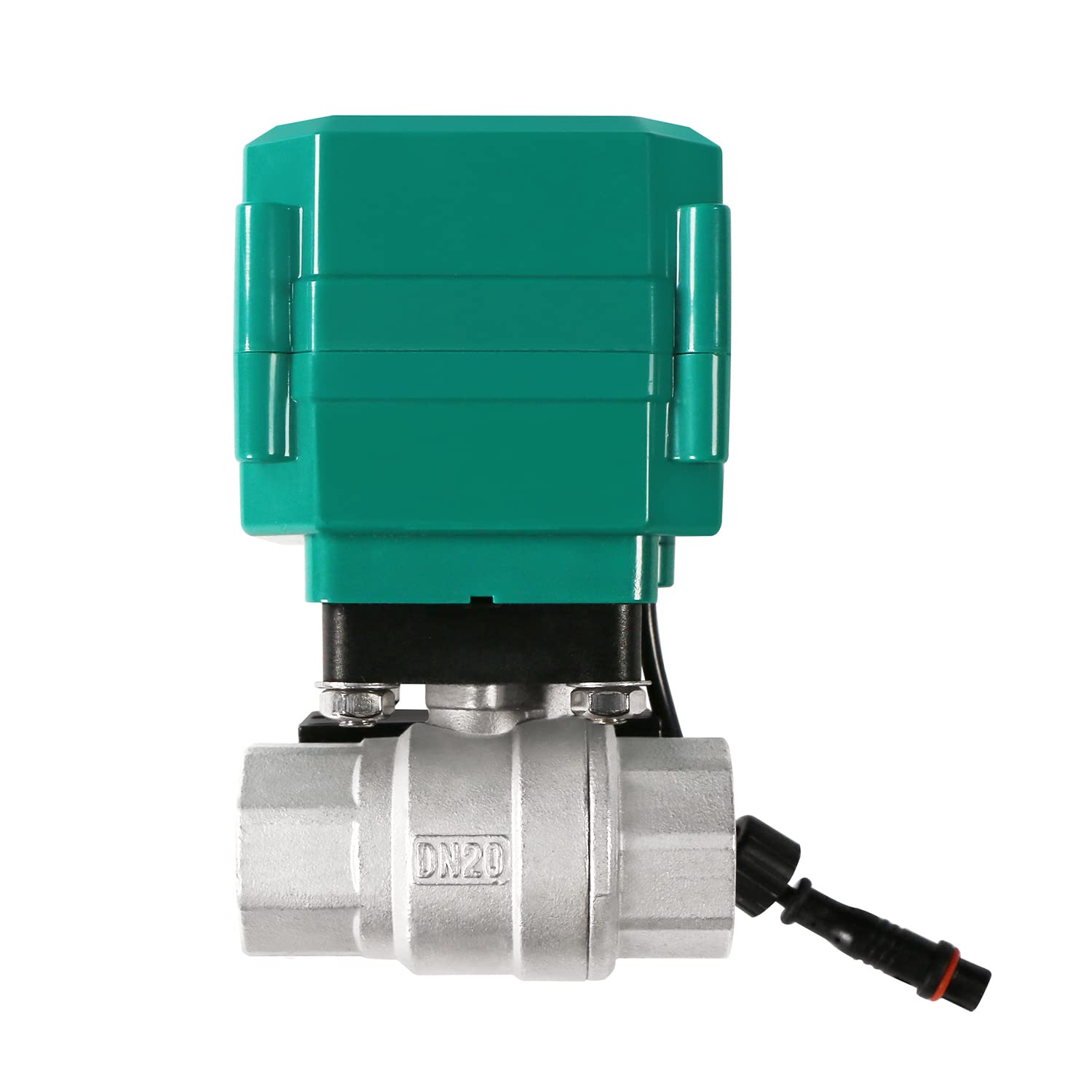 U.S. Solid Valvola a sfera motorizzata Smart WiFi intelligente 3/4" – Acciaio inox, controllo remoto via app e interruttore manuale, 5 V DC USB, filettatura G