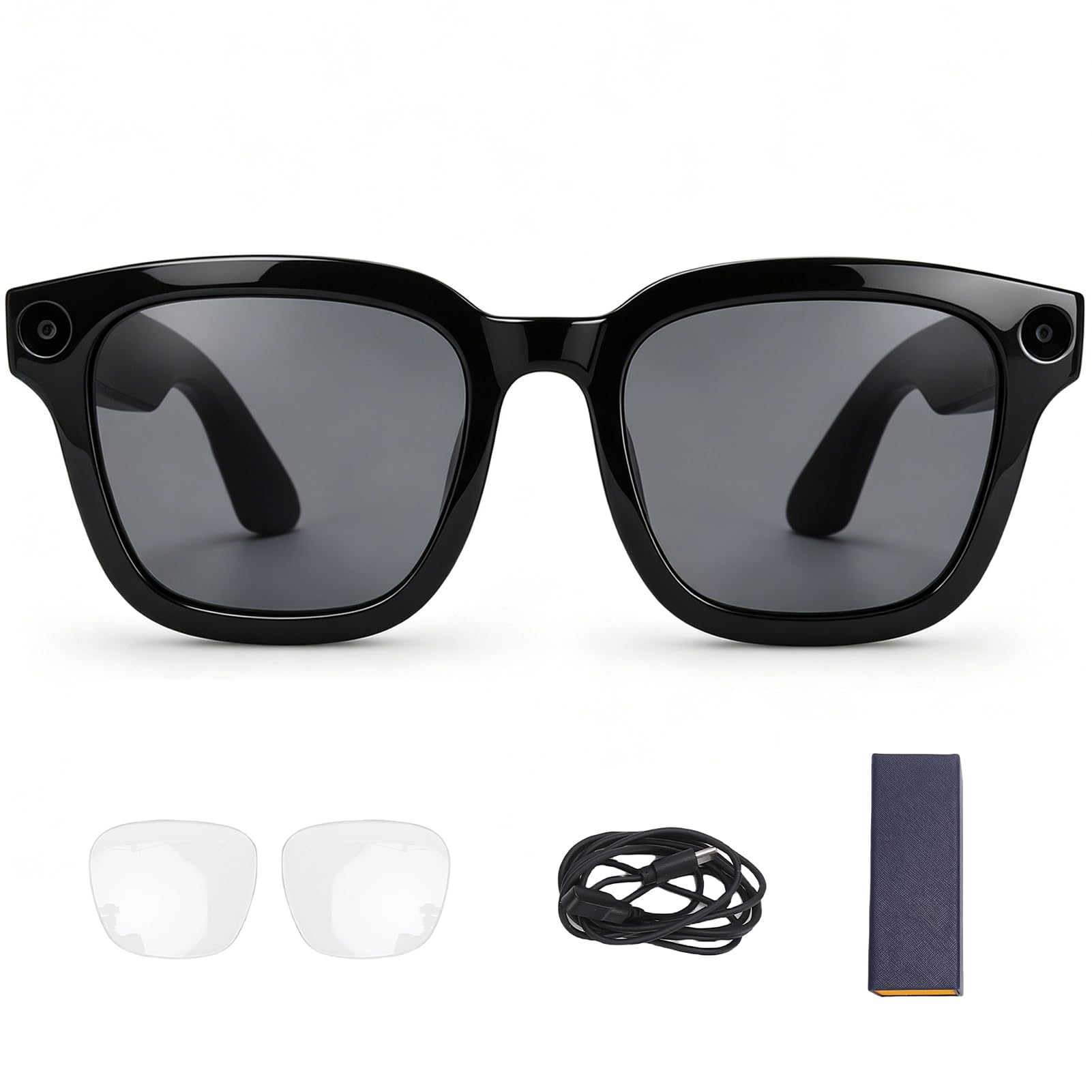 AI Smart Glasses with Camera, 1080P Video Recording and 8MP Photo Taking, 25 Languages Translation, Image Recognition, Support Music Call, with 2 Pack Lenses-image-49