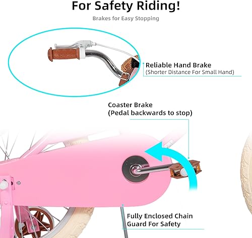 Miniatura 26 de JOYSTAR Bicicleta para niñas de 2 a 12 años, 12, 14, 16, 18 pulgadas, estilo retro, con ruedas de entrenamiento, bicicleta para niños de 20 pulgadas