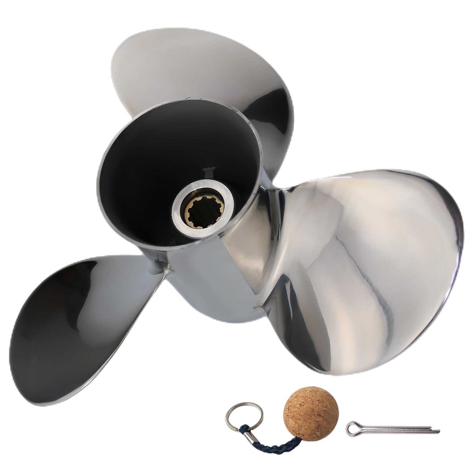 VRIWOY 9 7/8×10 1/2p, 9 7/8×12p, 9 7/8×13p, 9 7/8×14p Boat Propeller for Yamaha Engines Upgrade Stainless Steel Outboard Motors 20HP 25HP 30HP ，RH 10