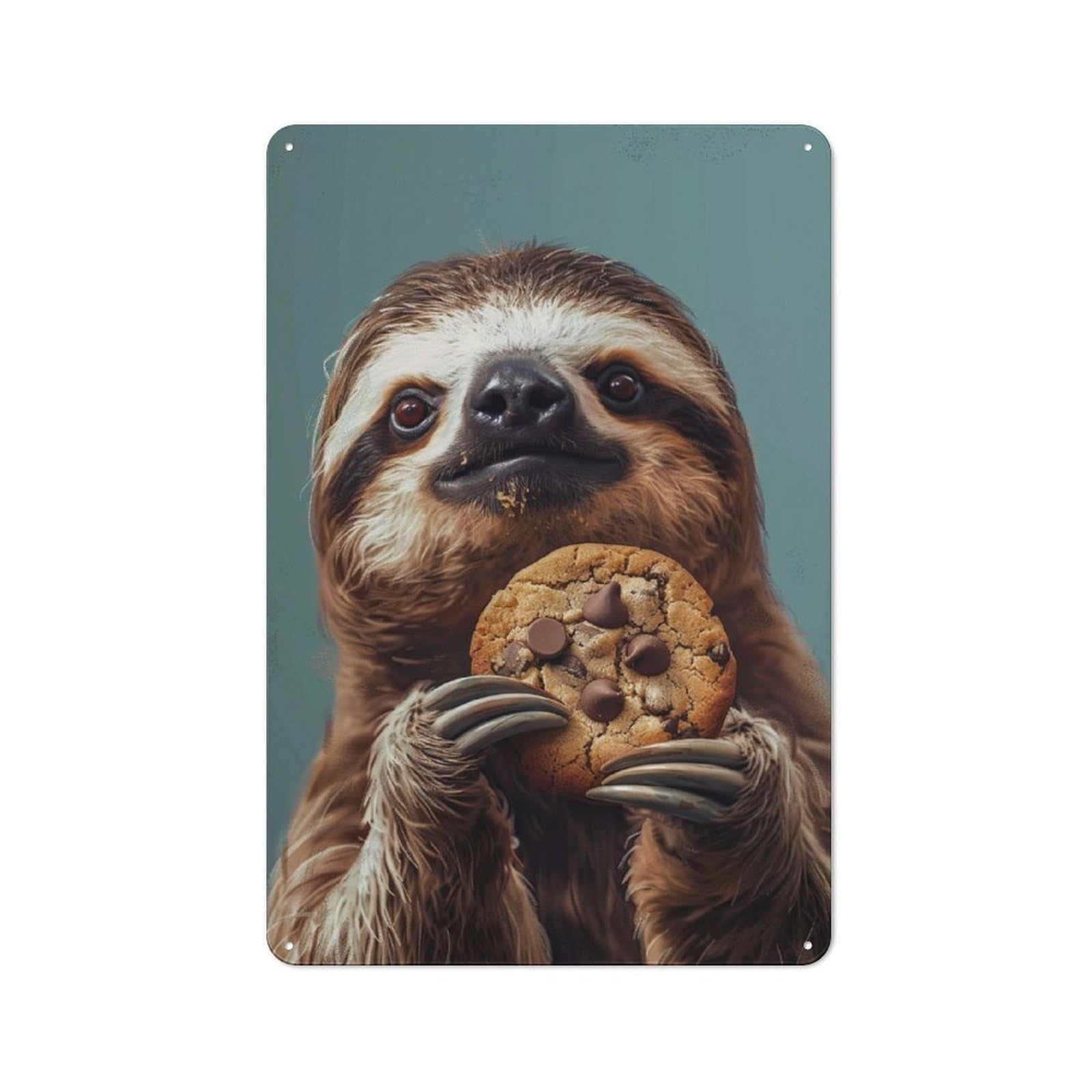 Junmoney Sloth Eating Cookie Metal Plaque 30X20cm With For Workshop Wall, Retro Decor, A New Home Gift For Collectors Of Metal Signs