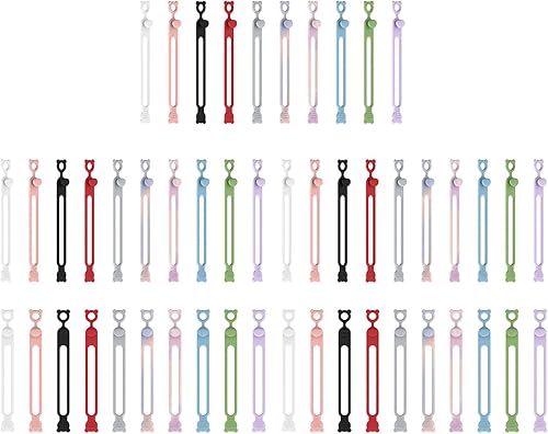 50Pcs Silicone Cable Ties Travel Cord Organizers Wrap Straps Elastic Silicone Ties Office Desk Cable Managements Travel Organizers