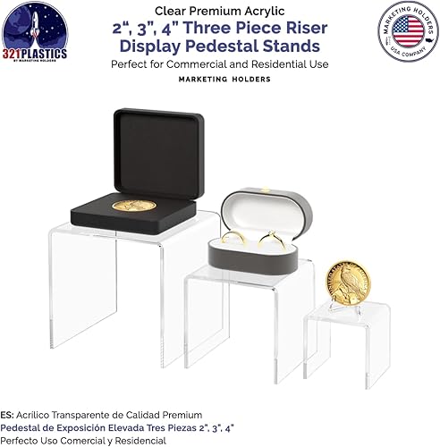 Miniatura 2 de Marketing Holders Soportes de exhibición elevadores de acrílico transparente de 2 "3" 4 "alto pedestales de escaparate de encimera para tiendas