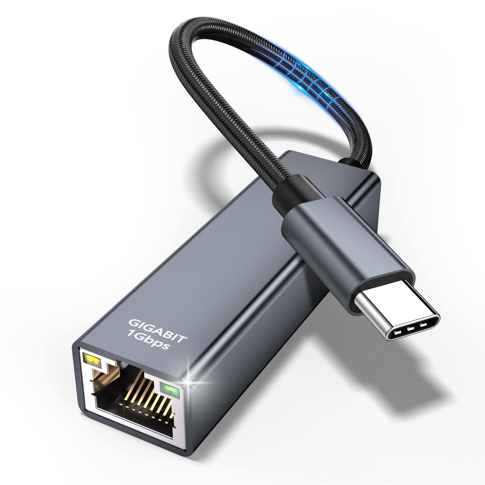 USB C auf Ethernet Adapter - Thunderbolt USB C auf RJ45 Gigabit Ethernet, LAN Netzwerkadapter für iPhone 15, iPad Pro/Air, MacBook, Galaxy S23/S24 Ultra, Surface Book, Dell, XPS usw