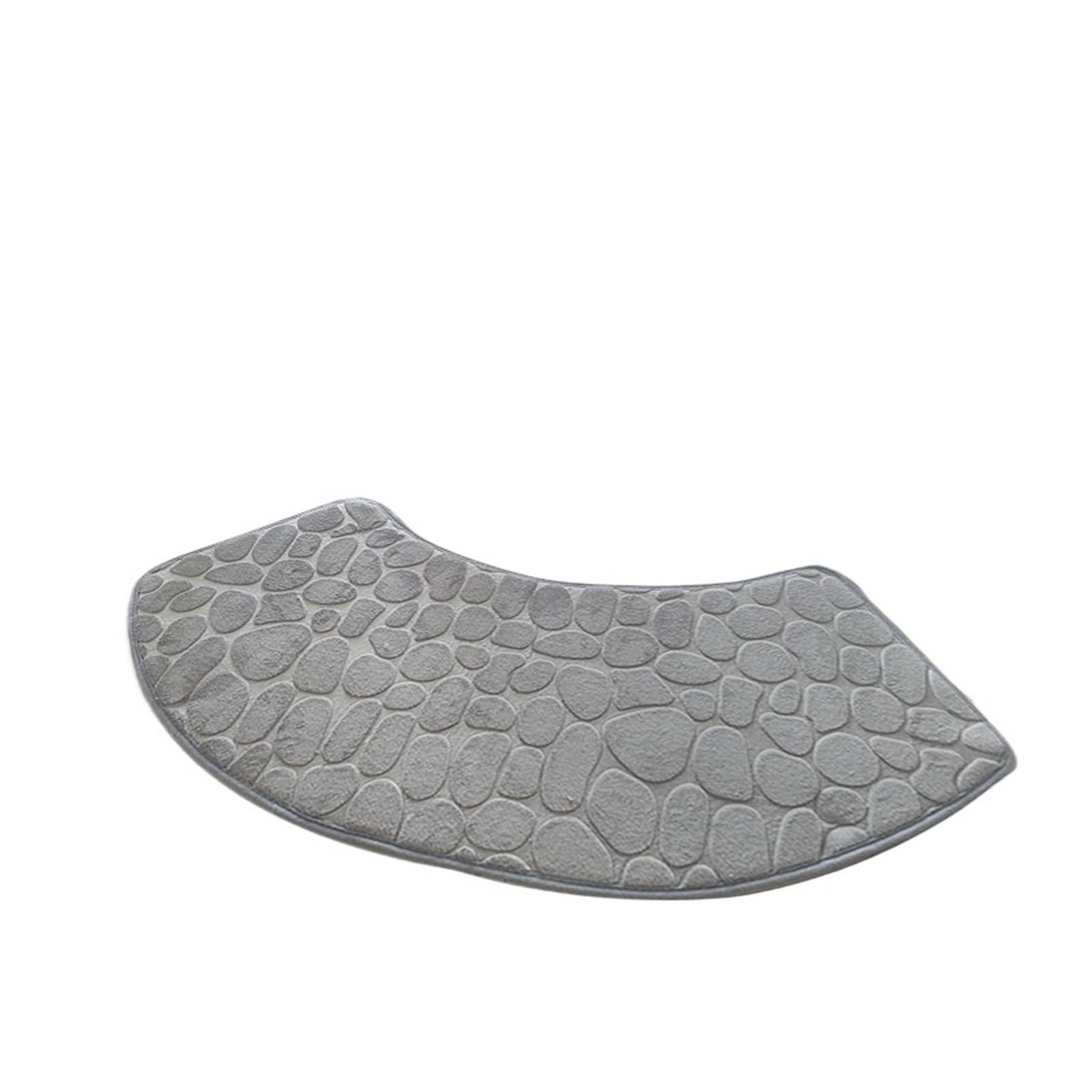 Curved Shower Mat Curved Bath Rug Non-slip Foot Mat Pebble Emboss Carpet Absorbent Bathroom Decoration Floor Toilet Shower Area(Purple,50X80cm)