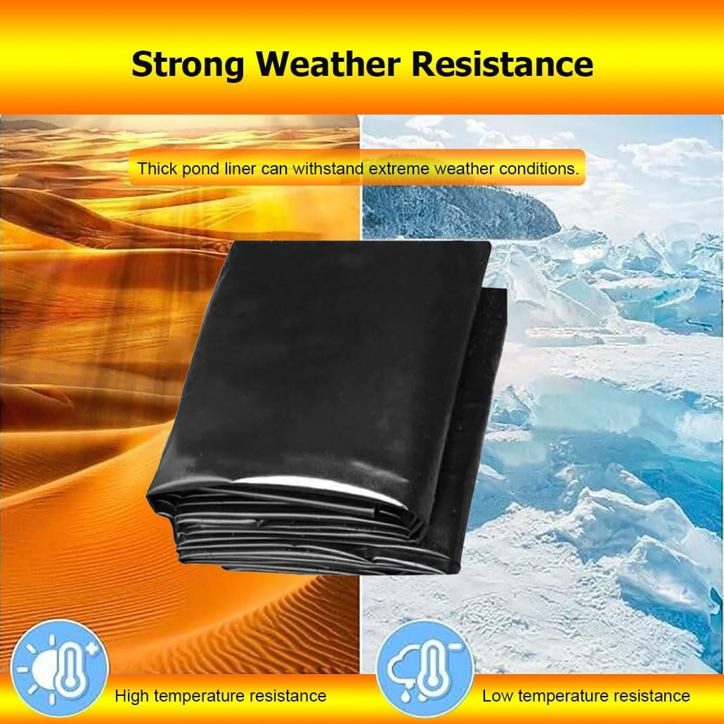 3.3-49.2' Width 26.2-164' Length 6 Mil Thickness Fish Pond HDPE Liner, Pond Liners for Outdoor Ponds, Koi Ponds, Garden Fountain, Waterfall(5x10m/16.4x32.8')