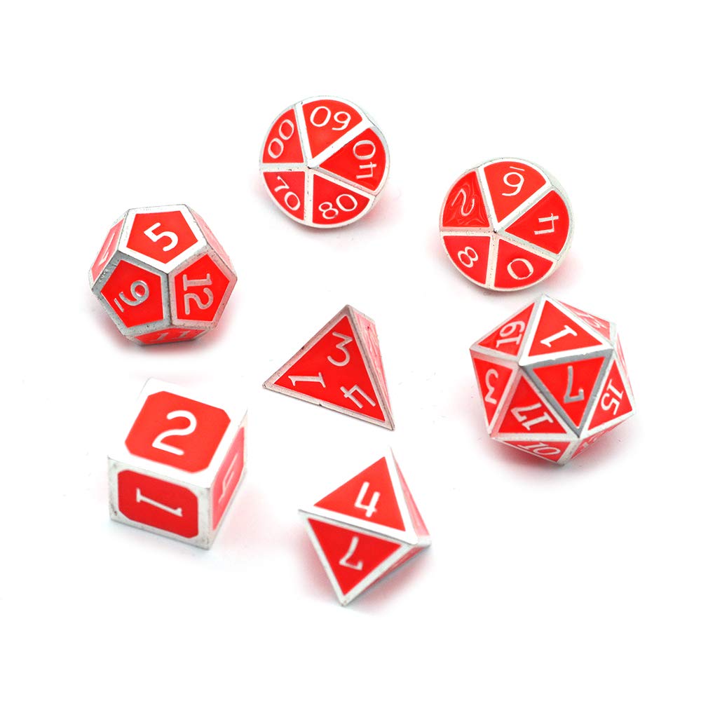 DollaTek 7PCS Metal Polyhedral Dice Set including Black Storage Bag for Role Playing Game Dungeons and Dragons D&D Math Teaching(Orange) - Image 3