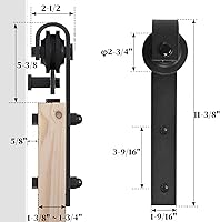 Vista 3 de VINGLI Puerta de granero, kit de herrajes para puerta corrediza de granero de 5.5 pies y asas incluidas, con superficies dobles de madera maciza