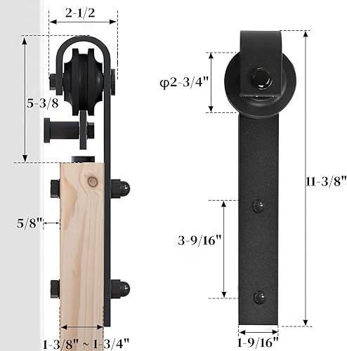 Miniatura 4 de VINGLI Puerta de granero, kit de herrajes para puerta corrediza de granero de 5.5 pies y asas incluidas, con superficies dobles de madera maciza,
