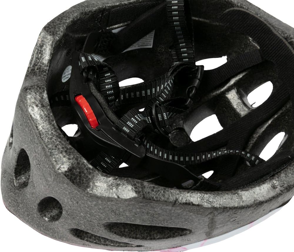 Casco bici regolabile in poliestere resistente agli urti. Forma aerodinamica e lacci regolabili. Elmetto con chiusura a clip. Prodotto conforme alla normativa europea EN 1078.
