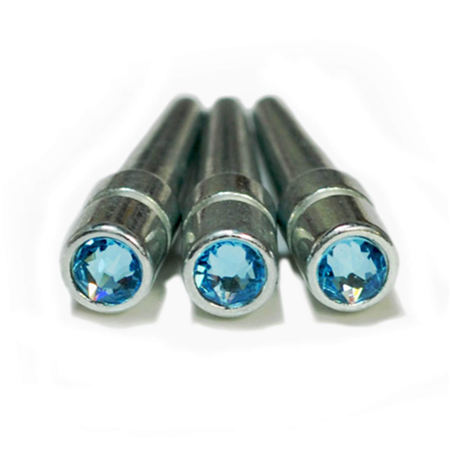 WE Games Chrome Cribbage Pegs with Austrian Crystals - Set of 3 - Aquamarine