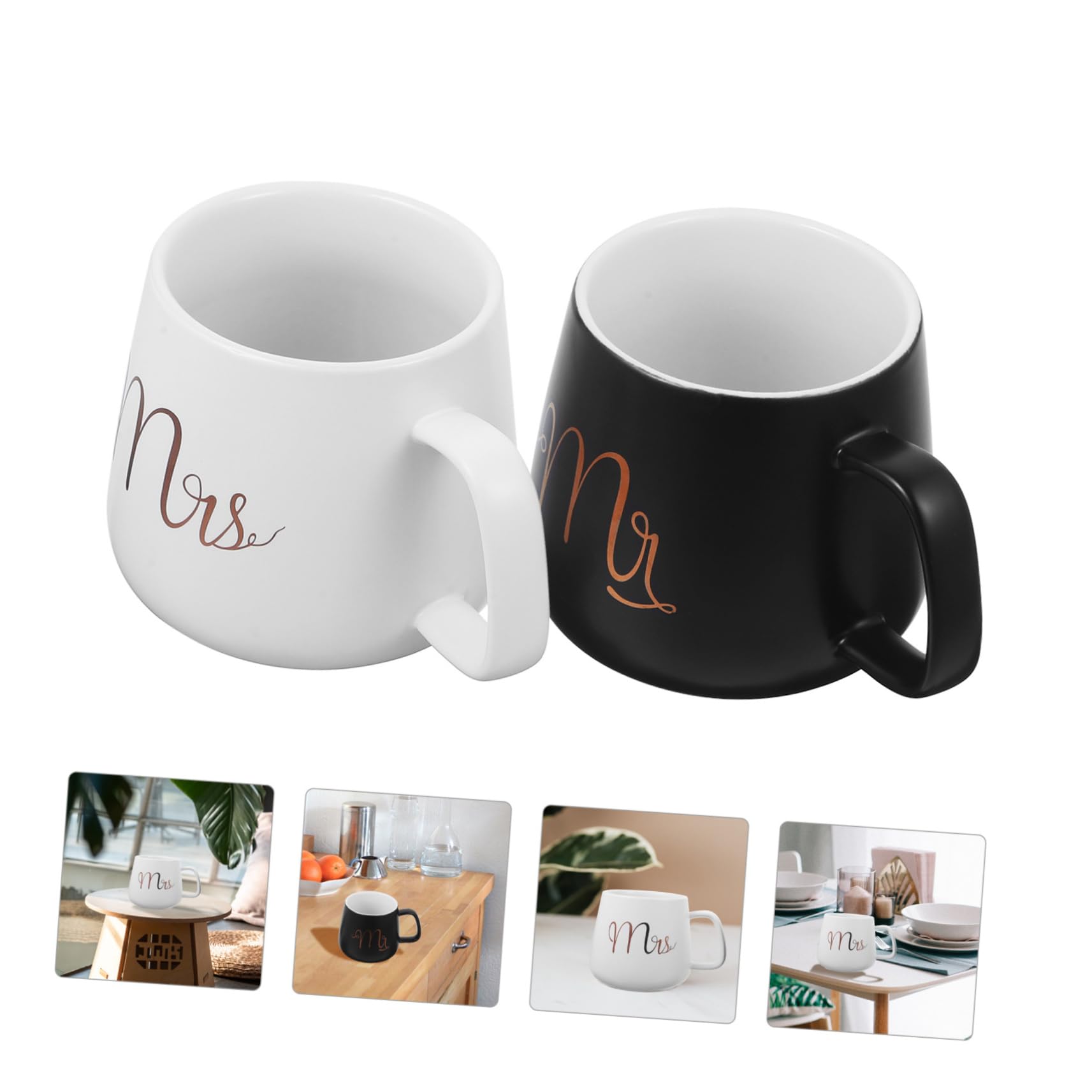 Abaodam Set 2 Tazze da Caffè 330ml per Anniversario di Matrimonio con Manico e Superficie in Porcellana con Manico e Superficie Giorno del Matrimonio Regalo Sposa e