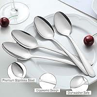 Vista 3 de Pleafind 24 cucharas de cena, cubiertos de 7.4 pulgadas, juego de cucharas de acero inoxidable, cucharas plateadas, cucharas de cubiertos