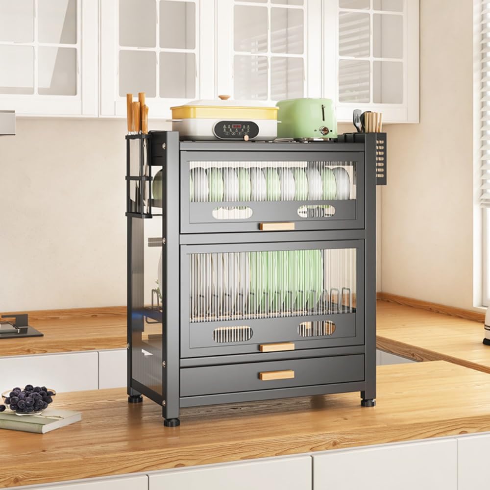 Étagères de rangement cuisine suspendues avec égouttoir et porte-couteaux