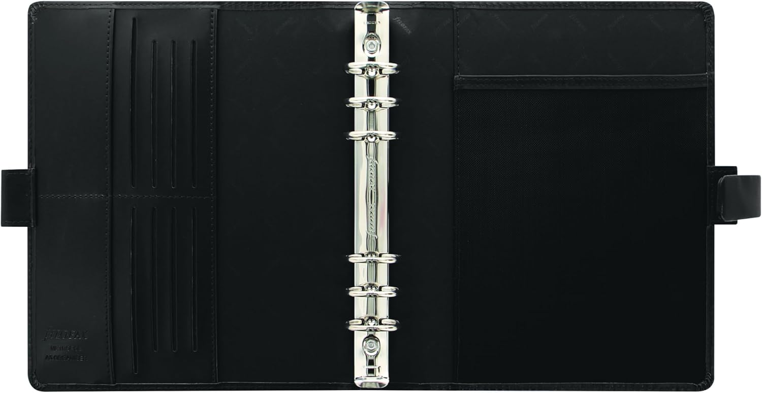 Filofax Metropol Organizer, A5 Size, Black - Leather-Look, Six Rings, Week-to-View Calendar Diary, Multilingual, 2025 (C026968-25)