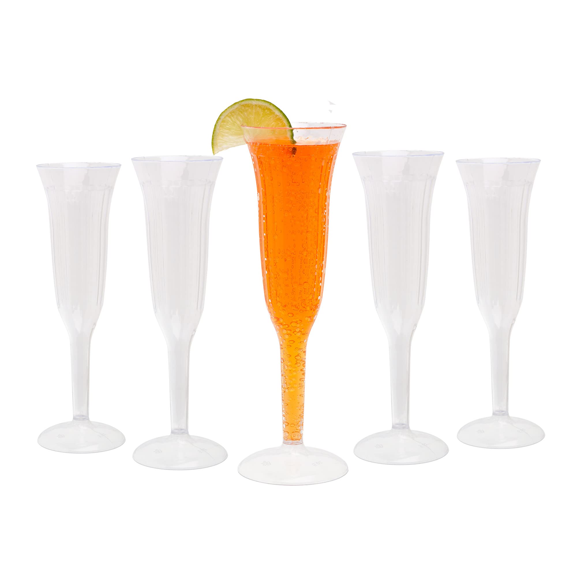 STACKABLES ~ 5oz Champagne Flute Clear Plastic ~ Pack of 12 Elegant Party Flute ~ One Piece Champagne Flutes ~ Multi-use Glasses